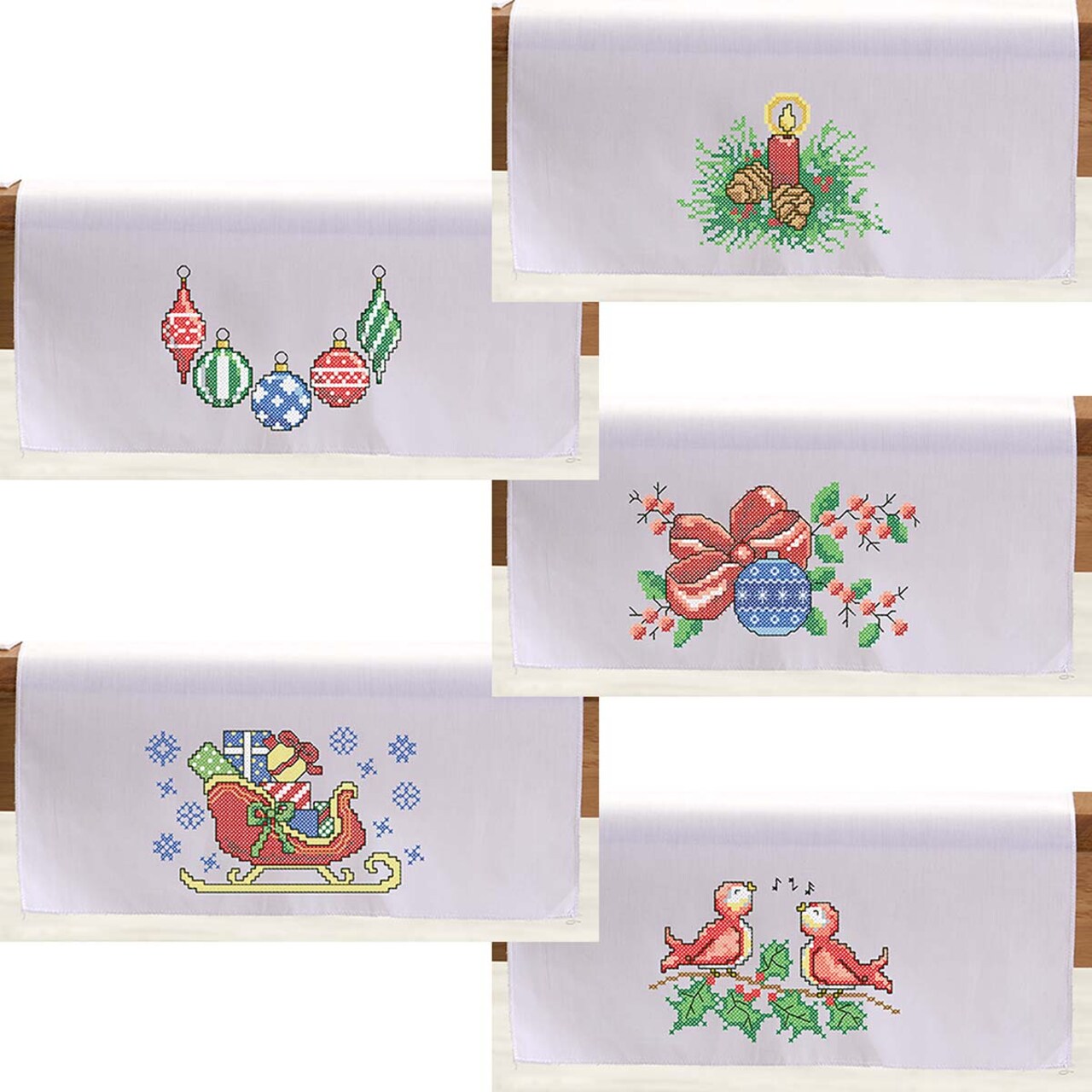 Herrschners Homespun Holiday Table Runner Collection Stamped Cross-Stitch